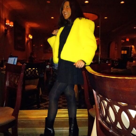 Central Park West New York  Chubbie Faux Fur Moto Jacket NWOT 298 Yellow… - Picture 4 of 13